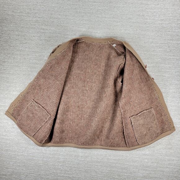 Vintage Floral Thick Knit Cardigan Womens L Mauve Tan Button Front Sweater - Picture 10 of 16